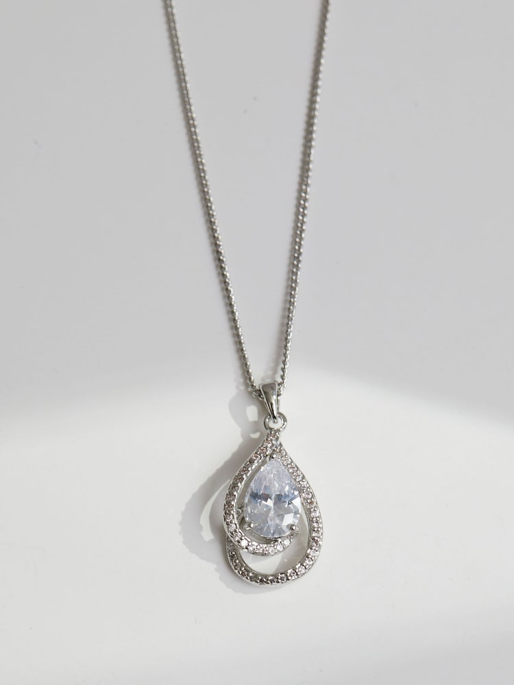 Jon Richard Silver Cubic Zirconia Pendant Necklace - Gift Boxed - Image 3 of 3 Jon Richard Silver Cubic Zirconia Pendant Necklace - Gift Boxed - Image 3 of 3