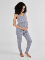 JoJo Maman Bébé Navy Floral Print Maternity & Nursing Pyjamas Set - Image 1 of 5