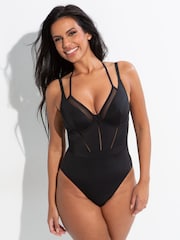 Pour Moi Black Sydney Double Strap Underwired Swimsuit - Image 1 of 4