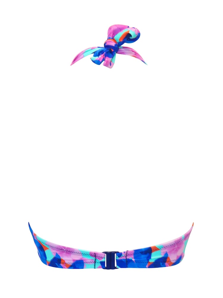 Pour Moi Floral Blue Halterneck Heatwave Bikini Top - Image 4 of 4