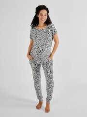 JoJo Maman Bébé Grey Animal Print Maternity & Nursing Pyjamas Set - Image 1 of 6