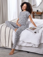 JoJo Maman Bébé Grey Animal Print Maternity & Nursing Pyjamas Set - Image 6 of 6