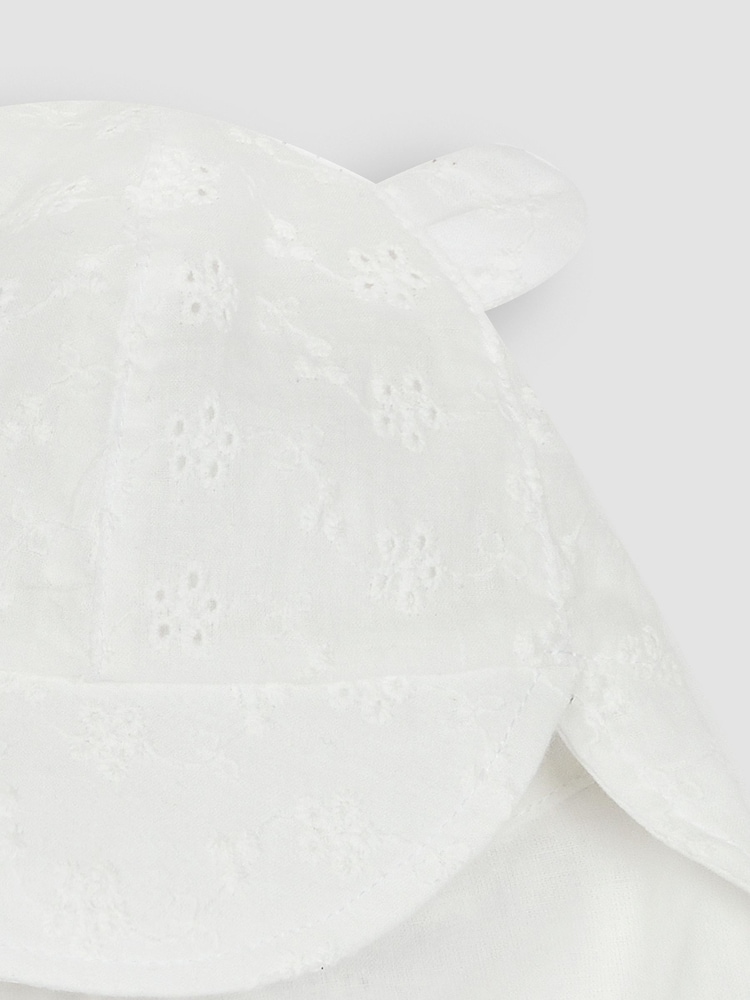 JoJo Maman Bébé White Broderie Legionnaire Cap - Image 2 of 3