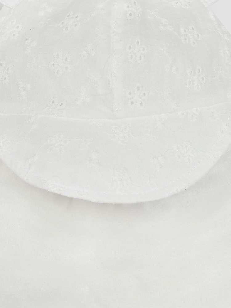 JoJo Maman Bébé White Broderie Legionnaire Cap - Image 3 of 3