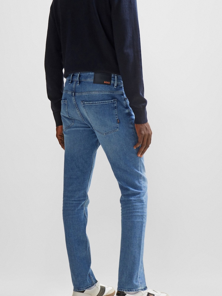 BOSS Blue Tapered Fit Super Stretch Denim Jeans - Image 2 of 5