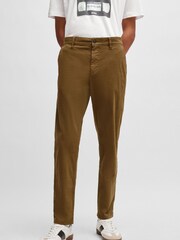 BOSS Brown Tapered Fit Stretch Cotton Twill Trousers - Image 1 of 6