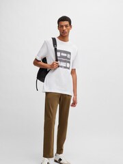 BOSS Brown Tapered Fit Stretch Cotton Twill Trousers - Image 3 of 6