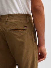 BOSS Brown Tapered Fit Stretch Cotton Twill Trousers - Image 4 of 6