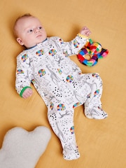 JoJo Maman Bébé White Elmer Print Sleepsuit - Image 2 of 5