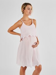 JoJo Maman Bébé Pink Ticking Stripe Maternity & Nursing Nightdress - Image 2 of 4