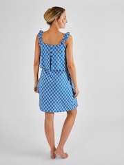 JoJo Maman Bébé Blue Batik Flutter Sleeve Maternity & Nursing Nightdress - Image 3 of 4