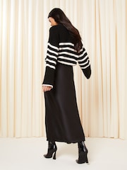 Friends Like These Black Satin Bias Cut Maxi Skirt - Image 4 of 4