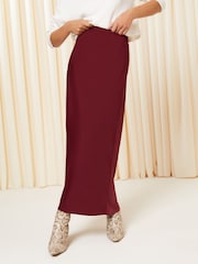 Friends Like These Berry Red Satin Bias Cut Maxi Skirt - Image 1 of 4
