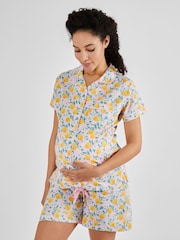 JoJo Maman Bébé Pink Lemon Print Maternity & Nursing Short Pyjamas Set - Image 3 of 5