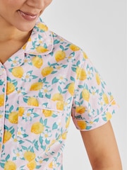 JoJo Maman Bébé Pink Lemon Print Maternity & Nursing Short Pyjamas Set - Image 4 of 5