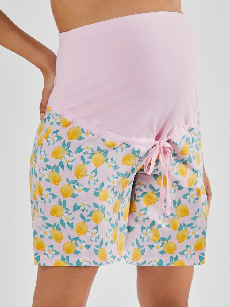 JoJo Maman Bébé Pink Lemon Print Maternity & Nursing Short Pyjamas Set - Image 5 of 5
