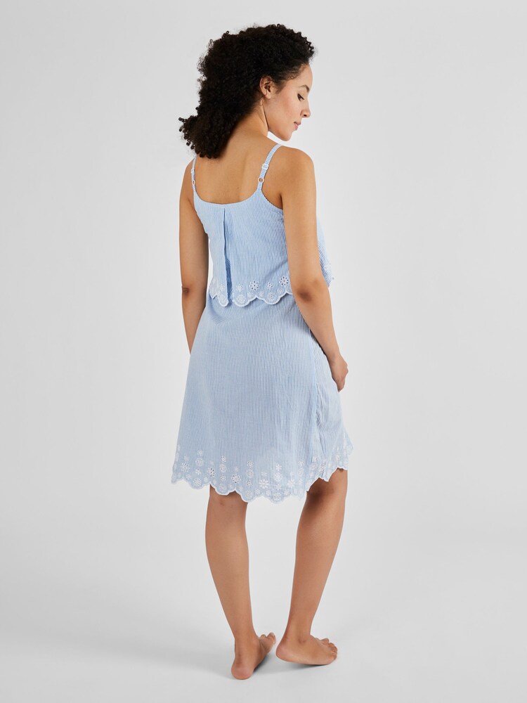 JoJo Maman Bébé Blue Ticking Stripe Maternity & Nursing Nightdress - Image 2 of 4 JoJo Maman Bébé Blue Ticking Stripe Maternity & Nursing Nightdress - Image 2 of 4