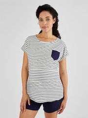 JoJo Maman Bébé Navy Maternity & Nursing Short Pyjamas Set - Image 1 of 6