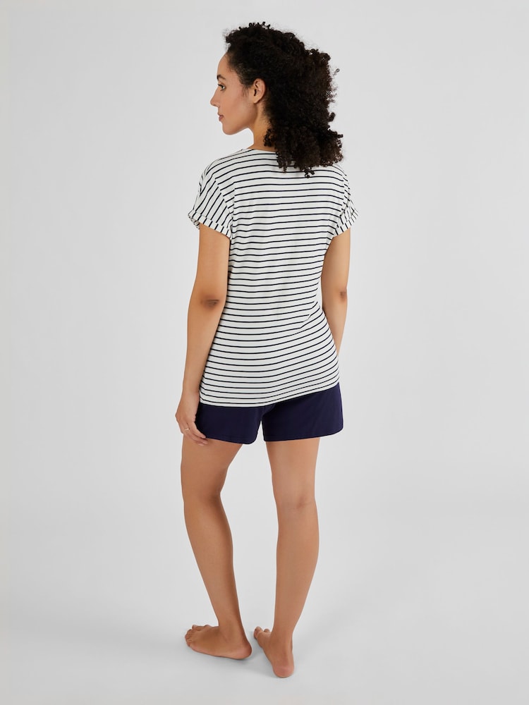JoJo Maman Bébé Navy Maternity & Nursing Short Pyjamas Set - Image 2 of 6