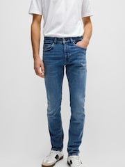 BOSS Mid Blue Tapered Fit Super Stretch Denim Jeans - Image 1 of 5