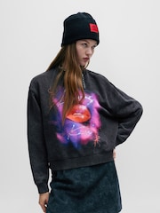 HUGO Lipstick Seasonal Graphic Oversized Cotton Jersey Sweatshirt - Image 1 of 5