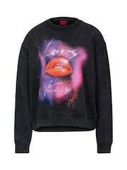 HUGO Lipstick Seasonal Graphic Oversized Cotton Jersey Sweatshirt - Image 5 of 5