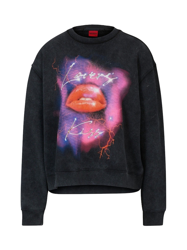HUGO Lipstick Seasonal Graphic Oversized Cotton Jersey Sweatshirt - Image 5 of 5