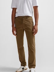 BOSS Green Slim-Fit Trousers In Stretch-Cotton Satin - Image 1 of 5