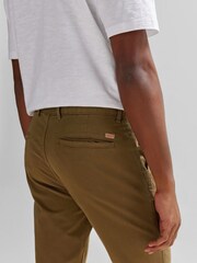 BOSS Green Slim-Fit Trousers In Stretch-Cotton Satin - Image 4 of 5