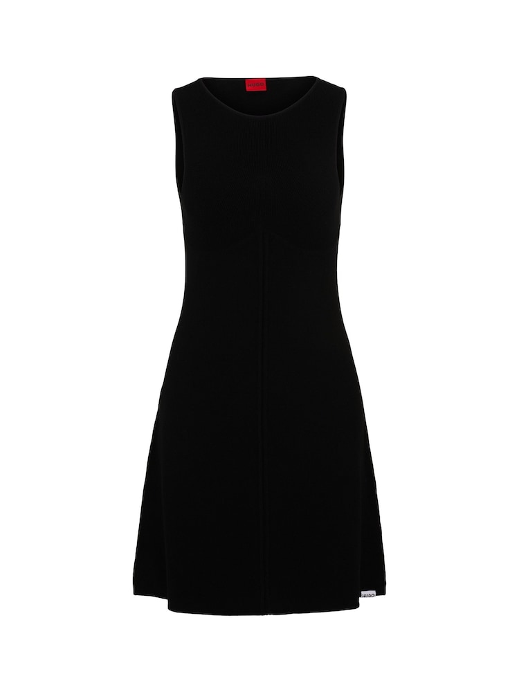 Hugo Fit-And-Flare Sleeveless Black Dress With Seam Details - Image 5 of 5