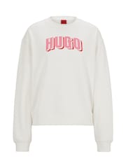 HUGO White Oversized Fit Graphic Logo Sweatshirt - Image 5 of 5