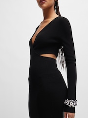 HUGO Black Cut Out Wrap Effect Fitted Mini Dress - Image 3 of 5