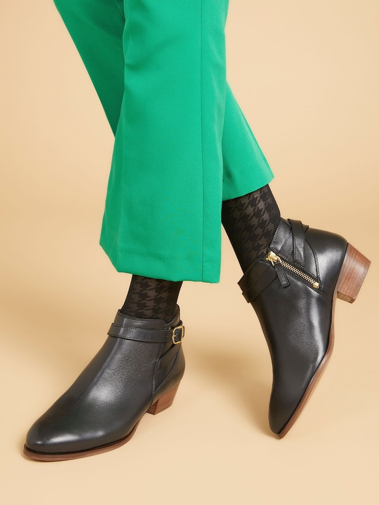 Jones Bootmaker Fairlop Leather Heeled Ankle Black Boots - Image 1 of 5