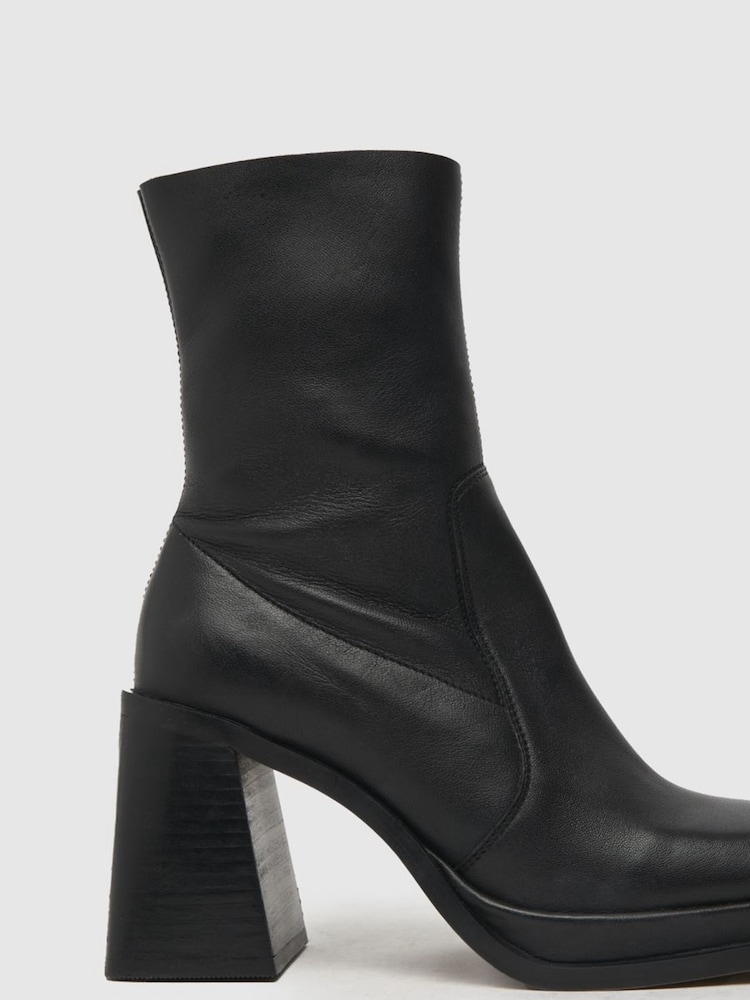 Schuh Arno Leather Platform Black Boots - Image 1 of 4