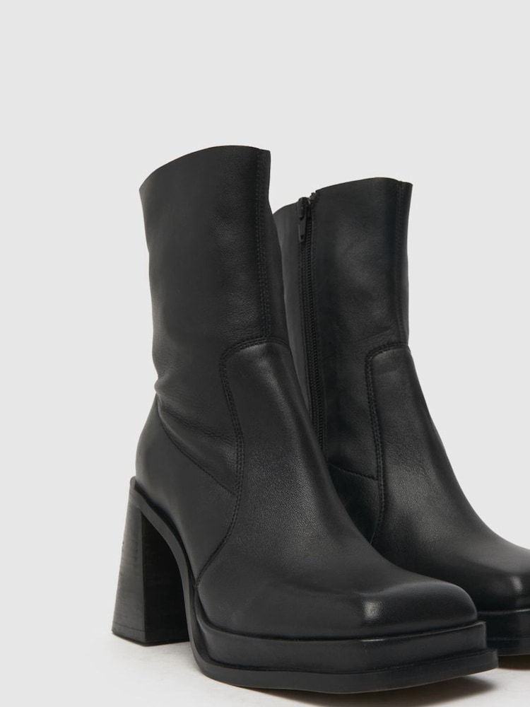 Schuh Arno Leather Platform Black Boots - Image 2 of 4