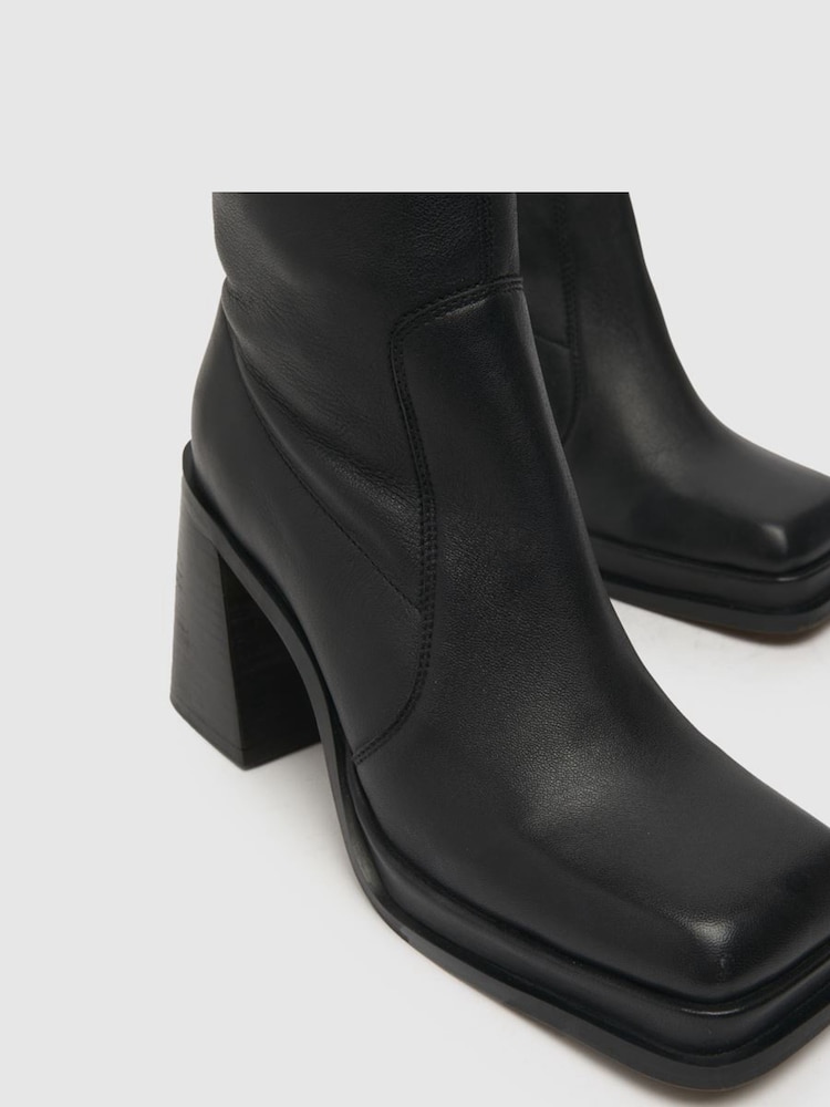 Schuh Arno Leather Platform Black Boots - Image 4 of 4