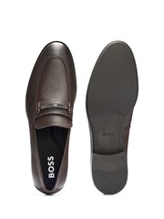 BOSS Brown Penny Loafers in Saffiano-Print Leather With Padded Innersole - Image 1 of 4