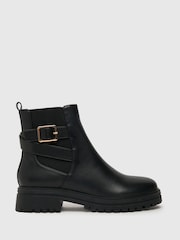Schuh Arrow Chunky Buckle Black Boots - Image 1 of 4