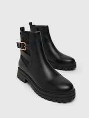 Schuh Arrow Chunky Buckle Black Boots - Image 3 of 4