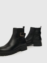 Schuh Arrow Chunky Buckle Black Boots - Image 4 of 4