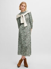 BOSS Animal Printed Long Sleeve Button Placket Midi Dress - Image 2 of 5