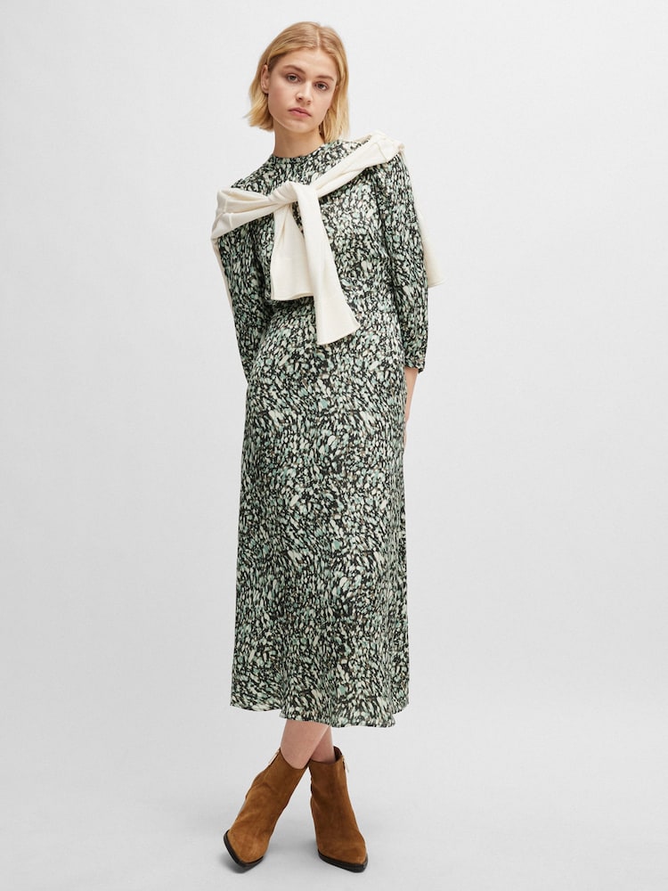 BOSS Animal Printed Long Sleeve Button Placket Midi Dress - Image 2 of 5