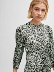 BOSS Animal Printed Long Sleeve Button Placket Midi Dress - Image 4 of 5
