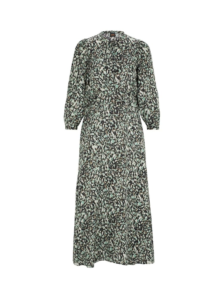 BOSS Animal Printed Long Sleeve Button Placket Midi Dress - Image 5 of 5
