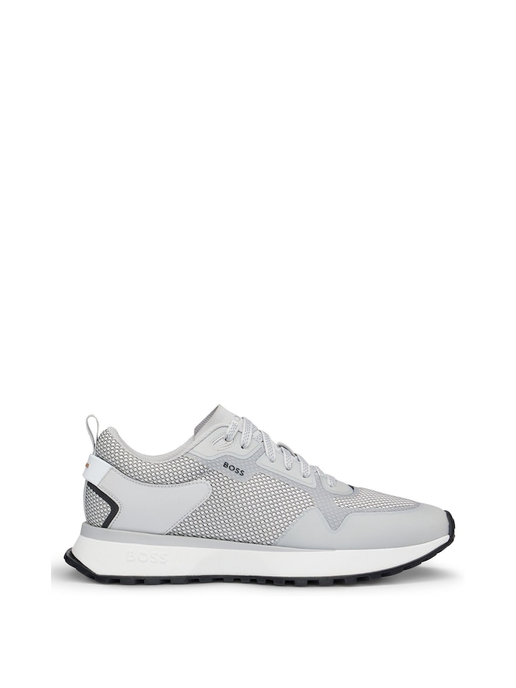 BOSS Grey Sporty Mesh Trainers - Image 1 of 4