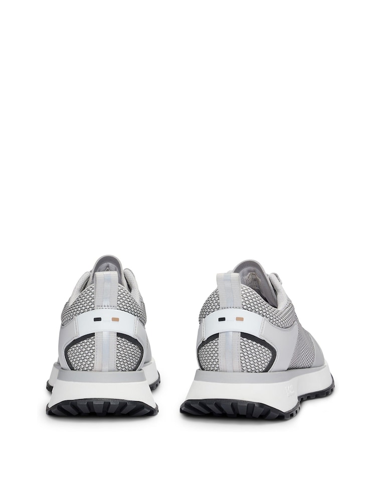 BOSS Grey Sporty Mesh Trainers - Image 3 of 4