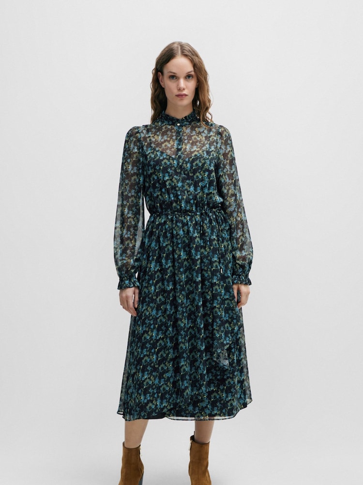 BOSS Blue Regular-Fit Midi Dress With Digital Print - Image 1 of 5
