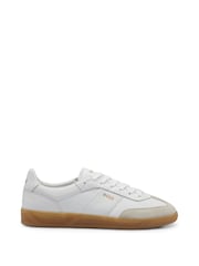BOSS Cream Leather and Suede Gum Sole Trainers - Image 1 of 5