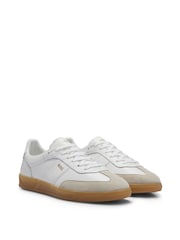 BOSS Cream Leather and Suede Gum Sole Trainers - Image 2 of 5