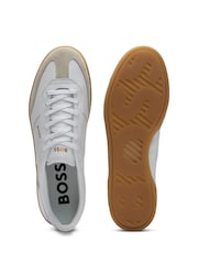 BOSS Cream Leather and Suede Gum Sole Trainers - Image 4 of 5